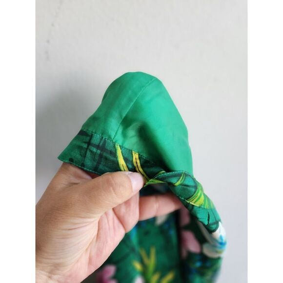 Anne Carson Women Green w/Multicolor Floral 100% Silk Trouser Pants size 8 - Picture 7 of 7